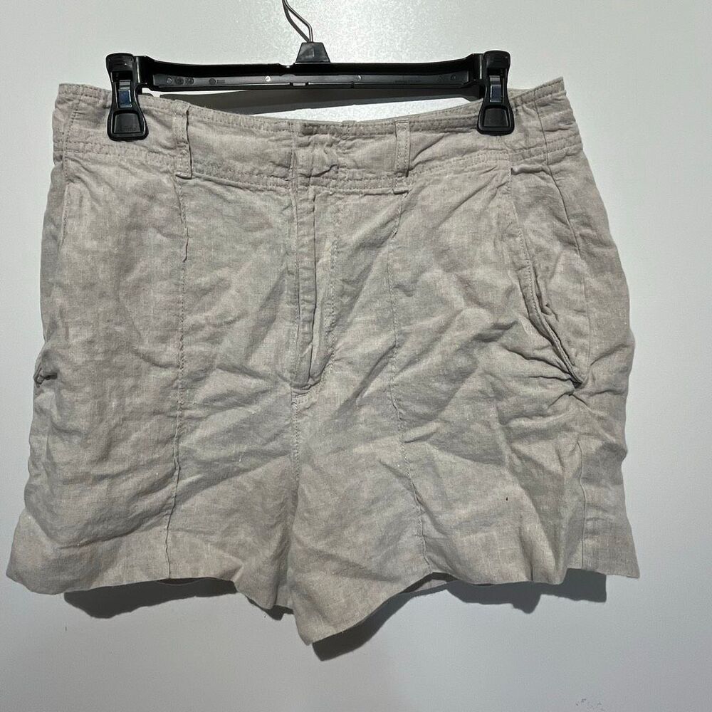 Madewell Women's Beige 100% Linen Flat Front Zip Fly Casual Shorts Size 6